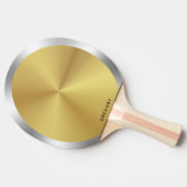 金パーソナライズされた属銀及び金ゴールドモノグラム 卓球ラケット (横)