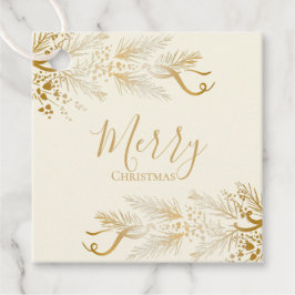 金パーソナライズされた松エレガントメリークリスマス フェイバータグ