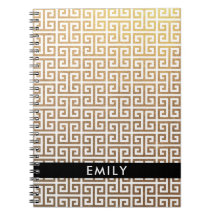 金パーソナライズされた箔と白ギリシャ鍵