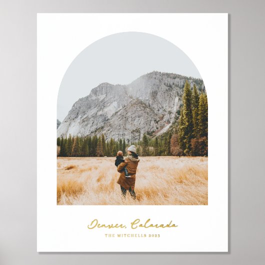 金パーソナライズされた箔の家族の名前と写真 箔ポスター (正面)