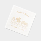 金パーソナライズされた箔アルバカーキ結婚のナプキンス 箔ナプキン (左)