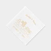 金パーソナライズされた箔アルバカーキ結婚のナプキンス 箔ナプキン (右)