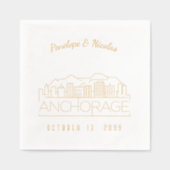 金パーソナライズされた箔アンカ結婚レージナプキン 箔ナプキン (正面)