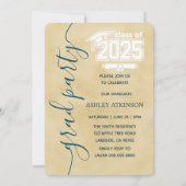 金パーソナライズされた箔グリッター写真卒業 招待状 (裏面)