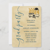 金パーソナライズされた箔グリッター写真卒業 招待状 (裏面)