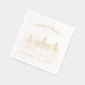 金パーソナライズされた箔ケープタウン結婚ナプキンス 箔ナプキン (左)