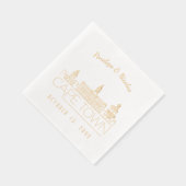 金パーソナライズされた箔ケープタウン結婚ナプキンス 箔ナプキン (右)