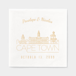 金パーソナライズされた箔ケープタウン結婚ナプキンス 箔ナプキン