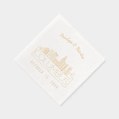 金パーソナライズされた箔コロンバス結婚のナプキン 箔ナプキン (右)