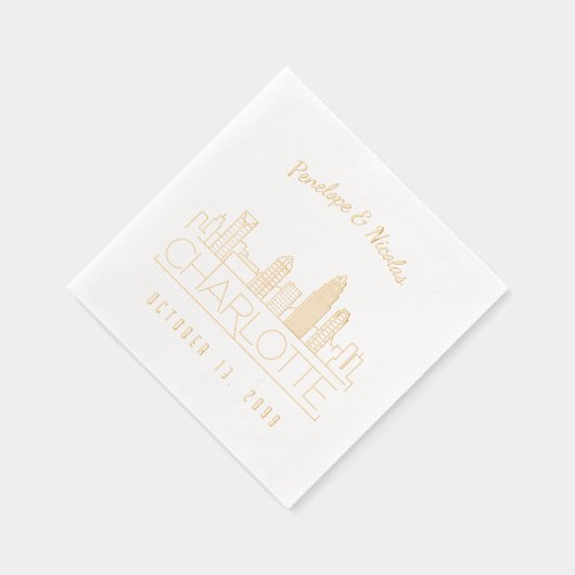 金パーソナライズされた箔シャーロット結婚のナプキン 箔ナプキン (右)