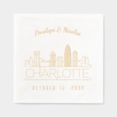 金パーソナライズされた箔シャーロット結婚のナプキン 箔ナプキン (正面)