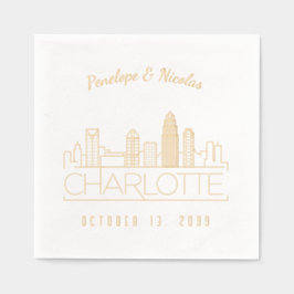 金パーソナライズされた箔シャーロット結婚のナプキン 箔ナプキン