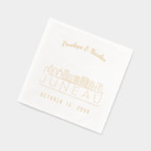 金パーソナライズされた箔ジュノー結婚のナプキンス 箔ナプキン (左)