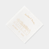 金パーソナライズされた箔ジュノー結婚のナプキンス 箔ナプキン (右)