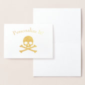 金パーソナライズされた箔スカル及びクロスボーン 箔カード (ディスプレー)