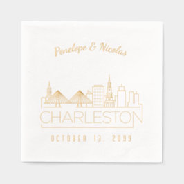 金パーソナライズされた箔チャールストン結婚ズ・ナプキンス 箔ナプキン