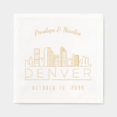 金パーソナライズされた箔デンバー結婚のナプキン 箔ナプキン (正面)