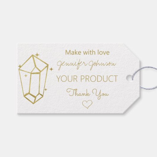 金パーソナライズされた箔ホワイトギフトラベル ギフトタグ (正面(横))