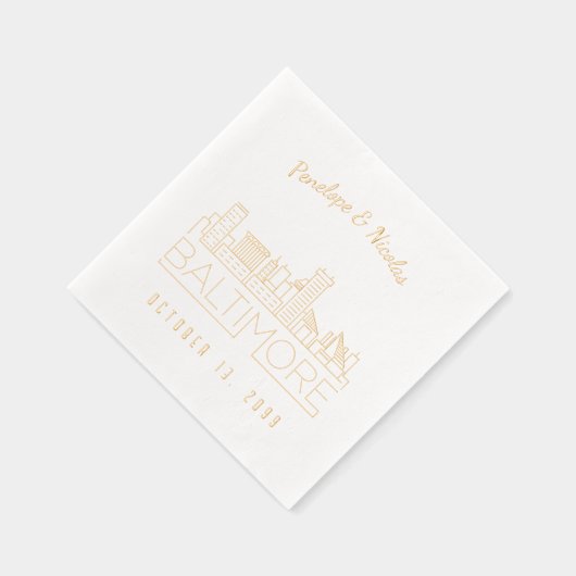 金パーソナライズされた箔ボルチモア結婚ズのナプキン 箔ナプキン (右)