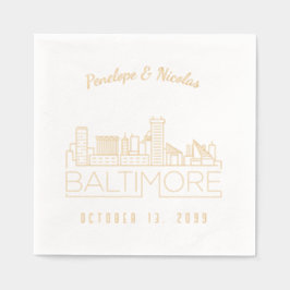 金パーソナライズされた箔ボルチモア結婚ズのナプキン 箔ナプキン