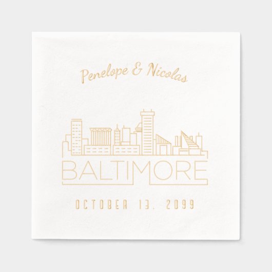 金パーソナライズされた箔ボルチモア結婚ズのナプキン 箔ナプキン (正面)