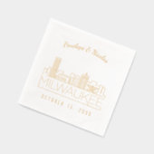 金パーソナライズされた箔ミルウォーキー結婚ズ・ナプキンス 箔ナプキン (左)