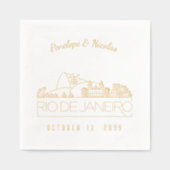 金パーソナライズされた箔リオデジャネイロナプキンズ 箔ナプキン (正面)