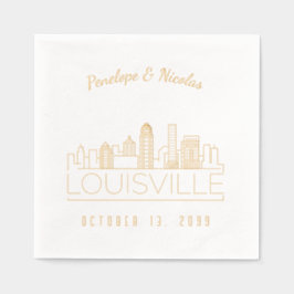 金パーソナライズされた箔ルイスビル結婚ナプキンス 箔ナプキン