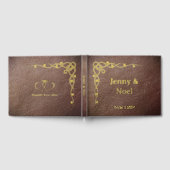 金パーソナライズされた箔及び革フェイク材 ゲストブック (全面)