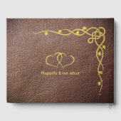 金パーソナライズされた箔及び革フェイク材 ゲストブック (裏面)