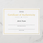 金パーソナライズされた箔認証書 箔招待状 (正面)