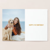 金パーソナライズされた箔21歳の誕生日グリーティングカード 箔カード (内部)