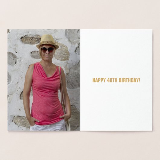 金パーソナライズされた箔40th誕生日グリーティングカード 箔カード (内部)