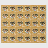 金パーソナライズされた結婚金記念写真 ラッピングペーパー (フラット)