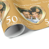 金パーソナライズされた結婚金記念写真 ラッピングペーパー (ロールコーナー)