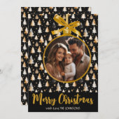 金パーソナライズされた金オーナメント付きクリスマスカード シーズンカード (正面/裏面)