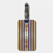 金パーソナライズされた金マリーンストライプミニマリズム ラゲッジタグ (裏面縦)