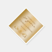 金パーソナライズされた金五十周年結婚パーティー スタンダードカクテルナプキン (角)