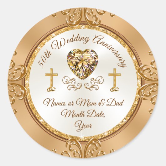 金パーソナライズされた金創立50周年記念シール ラウンドシール (正面)