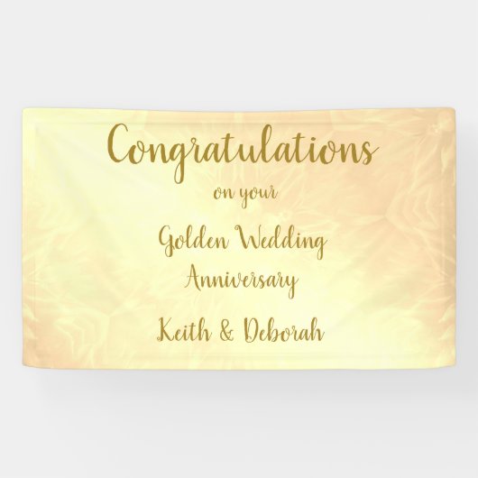 金パーソナライズされた金結婚記念日 横断幕 (横)