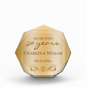 金パーソナライズされた金50周年記念結婚贈り物 フォトブロック (正面)