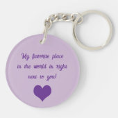 金ビクトリアンのハートと薄紫の花、ヴィンテージ キーホルダー (裏面)