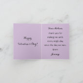 金ビクトリアンのハートと薄紫の花、ヴィンテージ シーズンカード (内部)