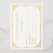 金ビクトリアン箔認証書 箔招待状 (正面)