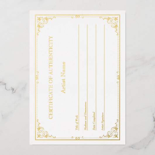 金ビクトリアン箔認証書 箔招待状 (正面)