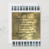 金ピアノ鍵および金ゴールド音楽ノートのパーティー 招待状 (裏面)