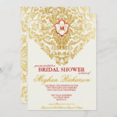 金ファンシーのブライダルシャワーの招待状 招待状 (正面/裏面)