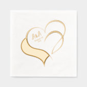 金ファンシー箔2枚のハート結婚ズモノグラム 箔ナプキン (正面)