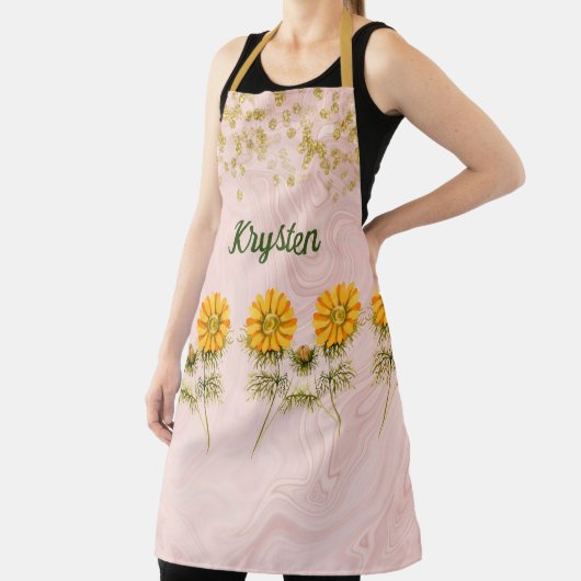 金フェイクの宝石と黄金の花 エプロン (インサイチュ)