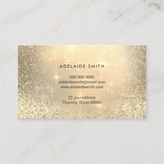 金フェイクグリッターエレガント蓮 名刺 (裏面)